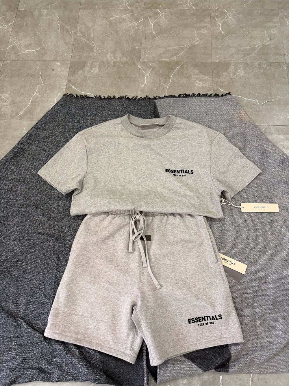 Essentials Light Grey Lounge Tee & Shorts Set